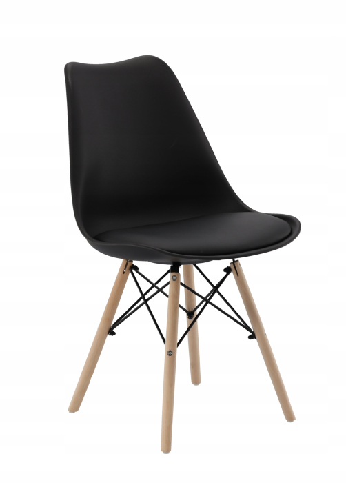 Set 4 scaune de bucatarie, design scandinav modern, sezut cu burete, negru [6]