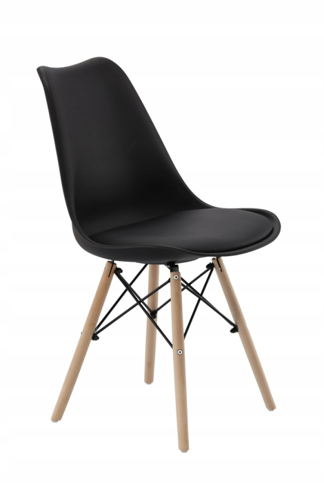 Set 4 scaune de bucatarie, design scandinav modern, sezut cu burete, negru [3]