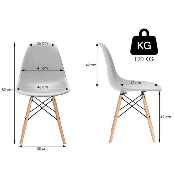 Scaun dining Scandinav pentru bucatarie, 38x42x82cm, gri [2]