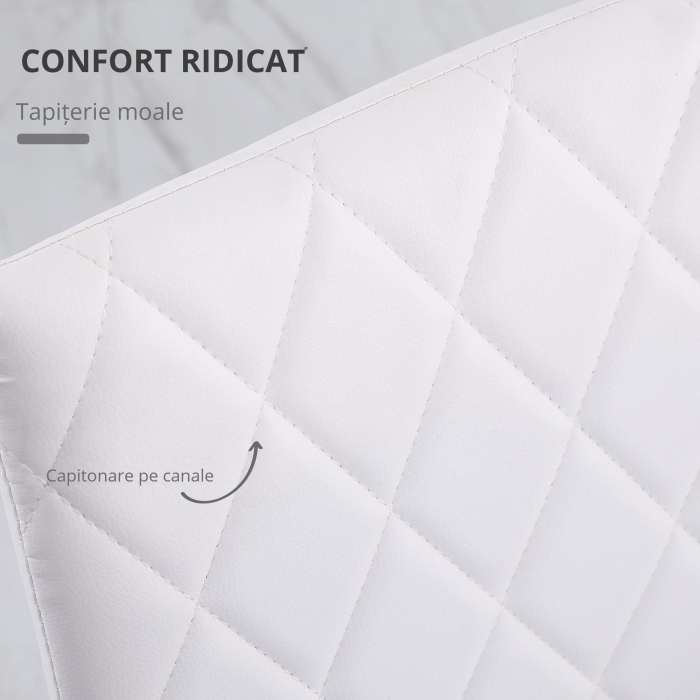  Set 4 Scaune Dining - Tapitate cu Piele Ecologica Alba [4]