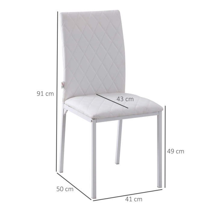  Set 4 Scaune Dining - Tapitate cu Piele Ecologica Alba [3]