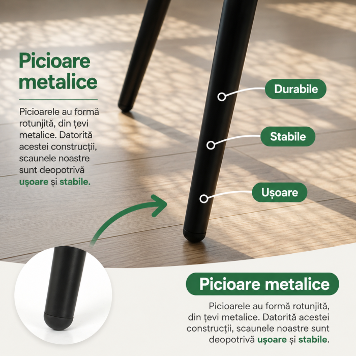 Set 4 scaune dining tapitate din catifea, capitonate Livo, 46x44x87 cm, maxim 130 kg, gri inchis [7]