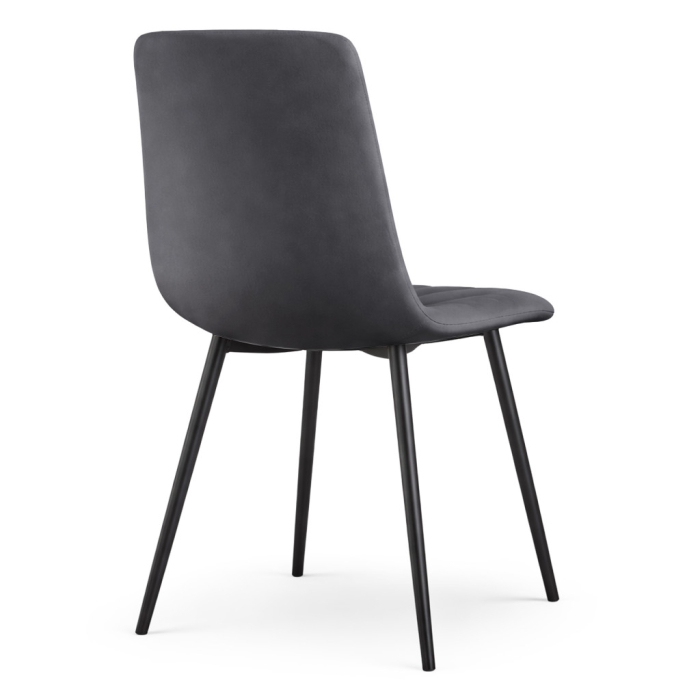 Set 4 scaune dining tapitate din catifea, capitonate Livo, 46x44x87 cm, maxim 130 kg, gri inchis [6]