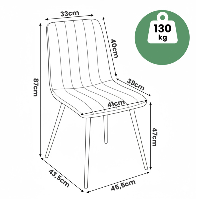 Set 4 scaune dining tapitate din catifea, capitonate Livo, 46x44x87 cm, maxim 130 kg, negru [11]