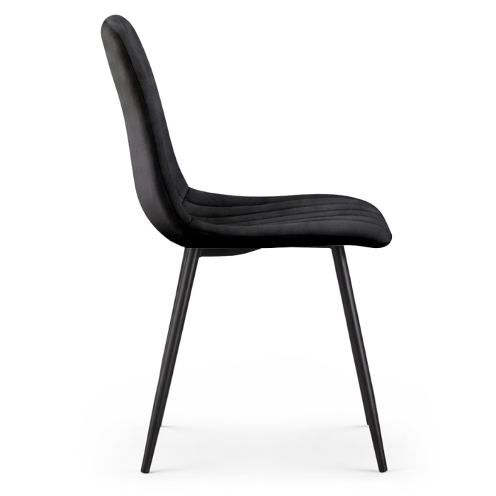 Set 4 scaune dining tapitate din catifea, capitonate Livo, 46x44x87 cm, maxim 130 kg, negru [2]
