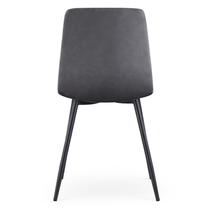 Set 4 scaune dining tapitate Nero din catifea, sezut matlasat, picioare metalice, 46x44x87 cm, maxim 130 kg, grafit inchis [4]