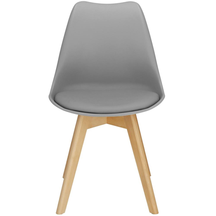 Set 4 scaune dining Verdhe pentru bucatarie cu perna tapitata cu piele ecologica, 44x82cm, gri [11]