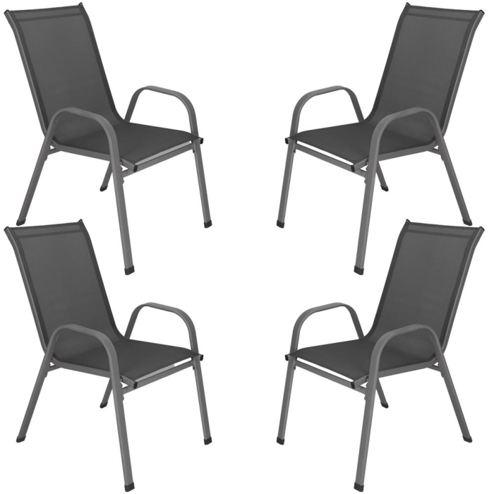 Set 4 scaune gradina cu brate, cadru otel si sezut textilene, 53x72x92 cm, gri [7]