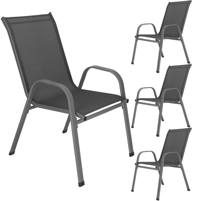 Set 4 scaune gradina cu brate, cadru otel si sezut textilene, 53x72x92 cm, gri [5]