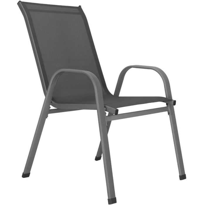 Set 4 scaune gradina cu brate, cadru otel si sezut textilene, 53x72x92 cm, gri [20]