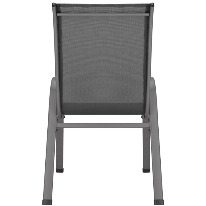 Set 4 scaune gradina cu brate, cadru otel si sezut textilene, 53x72x92 cm, gri [24]
