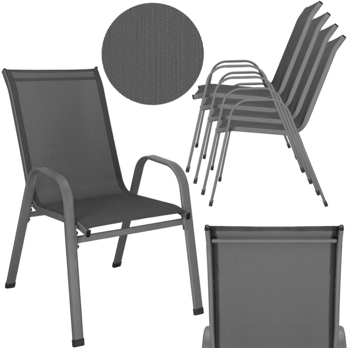 Set 4 scaune gradina cu brate, cadru otel si sezut textilene, 53x72x92 cm, gri [8]