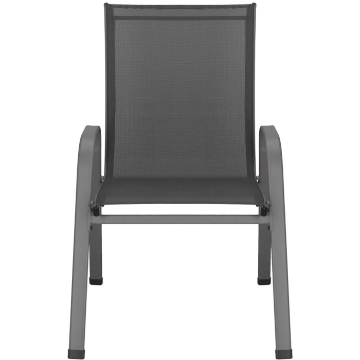 Set 4 scaune gradina cu brate, cadru otel si sezut textilene, 53x72x92 cm, gri [27]