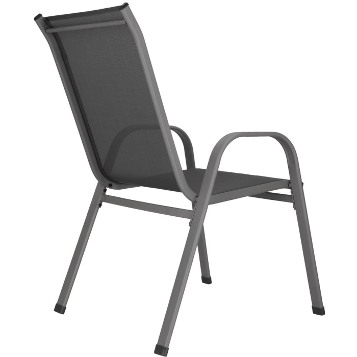 Set 4 scaune gradina cu brate, cadru otel si sezut textilene, 53x72x92 cm, gri [19]