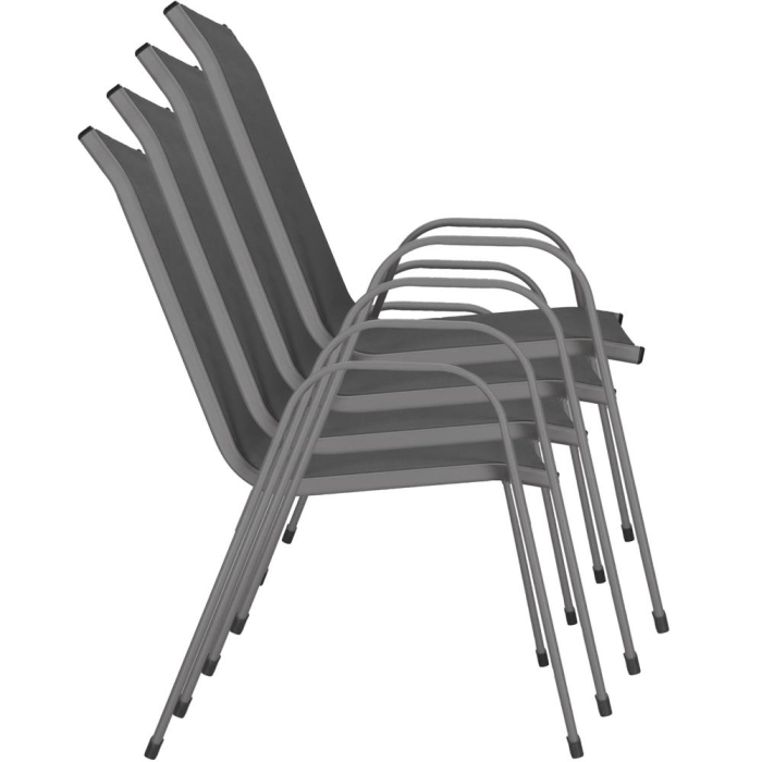 Set 4 scaune gradina cu brate, cadru otel si sezut textilene, 53x72x92 cm, gri [6]