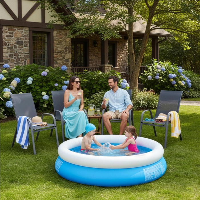 Set 4 scaune gradina cu brate, cadru otel si sezut textilene, 53x72x92 cm, gri [9]