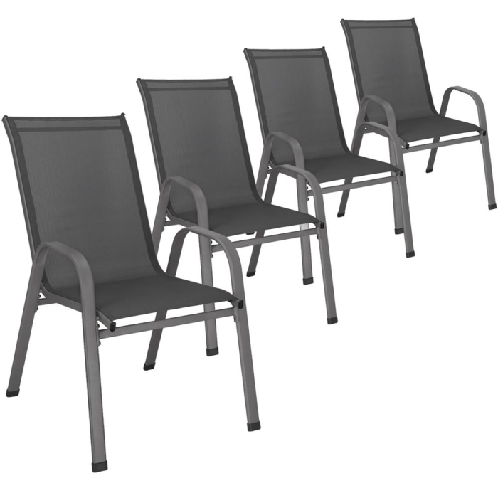 Set 4 scaune gradina cu brate, cadru otel si sezut textilene, 53x72x92 cm, gri [4]