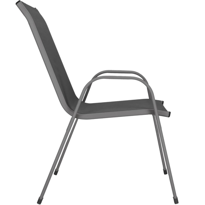 Set 4 scaune gradina cu brate, cadru otel si sezut textilene, 53x72x92 cm, gri [17]