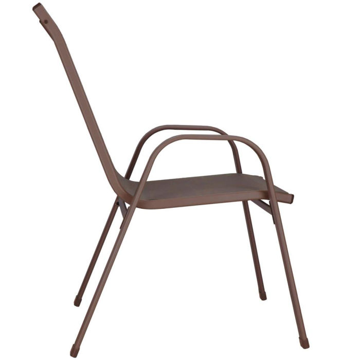 Set 4 scaune gradina cu brate, cadru otel si sezut textilene, 53x72x92 cm, maro [19]