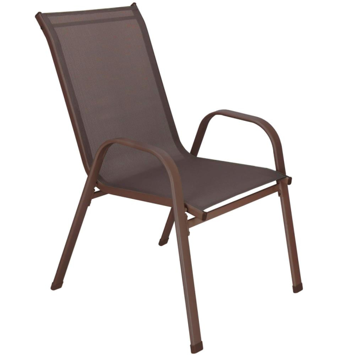 Set 4 scaune gradina cu brate, cadru otel si sezut textilene, 53x72x92 cm, maro [17]