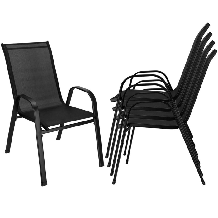 Set 4 scaune gradina cu brate, cadru otel si sezut textilene, 53x72x92 cm, negru [9]