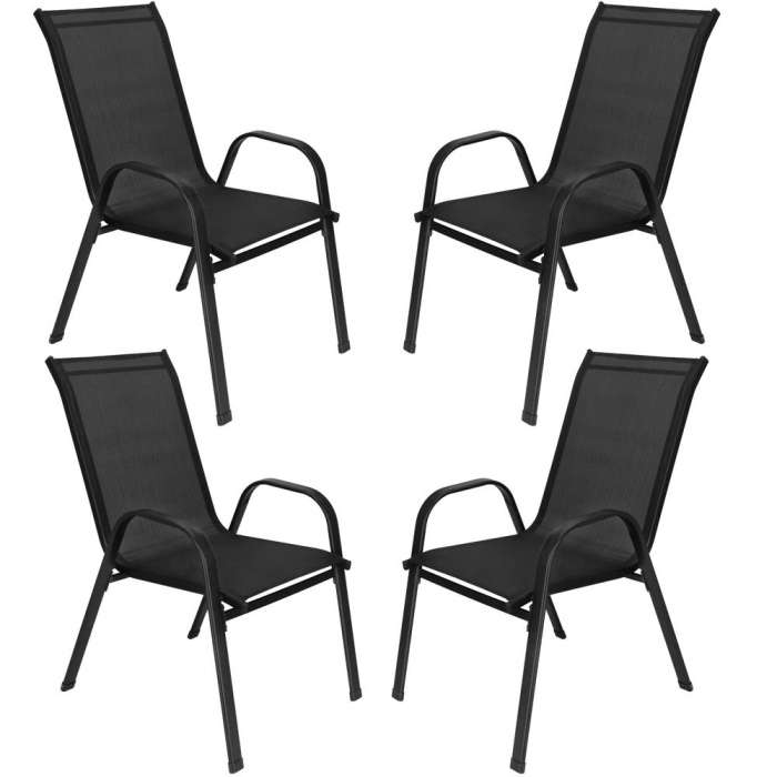 Set 4 scaune gradina cu brate, cadru otel si sezut textilene, 53x72x92 cm, negru [4]