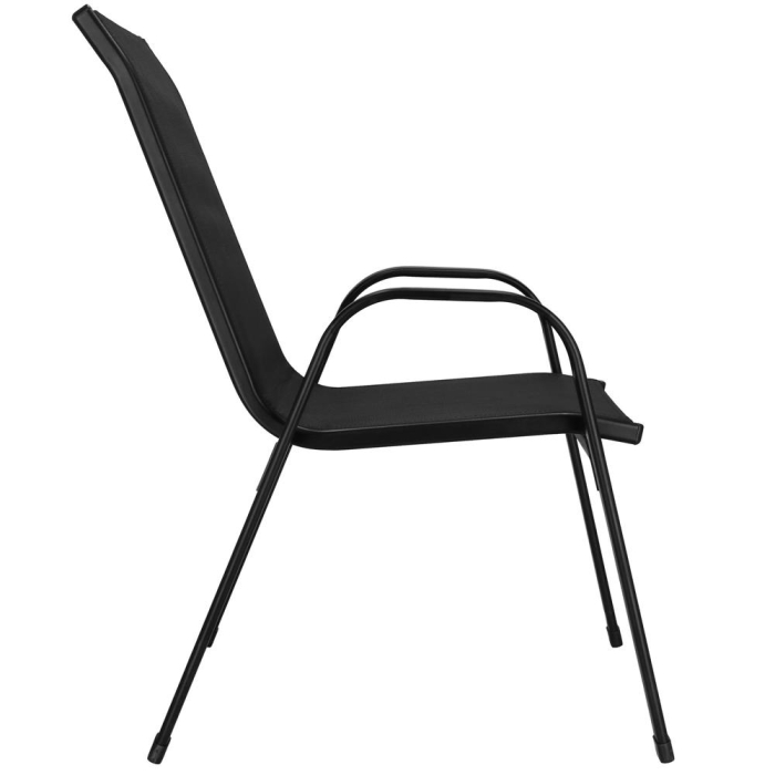 Set 4 scaune gradina cu brate, cadru otel si sezut textilene, 53x72x92 cm, negru [34]