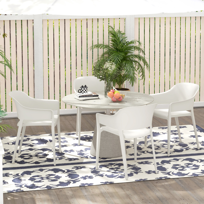  Set 4 Scaune Gradina Plastic PP - Spatar inalt, Cotiera, Rezistente UV [2]