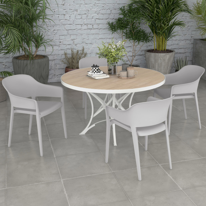  Set 4 Scaune Gradina PP Exterior - Spatar inalt & Cotiera, Stivuibile [7]