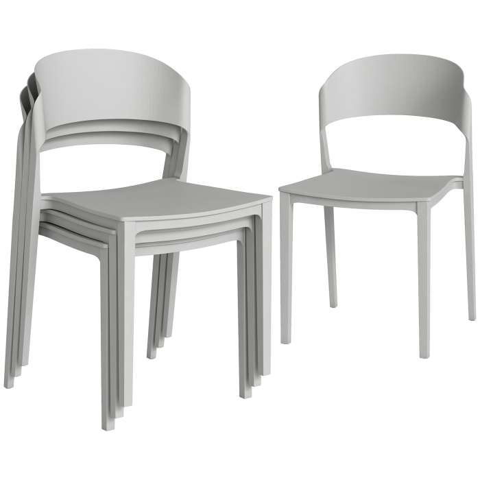 Set 4 Scaune Gradina , Stivuibile, Structura pp Potrivite pentru Toate Sezoanele [7]