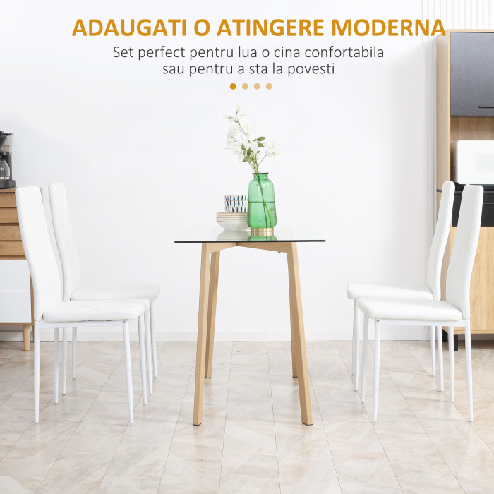  Set 4 Scaune Sufragerie - Piele Artificiala cu Spatar inalt [4]