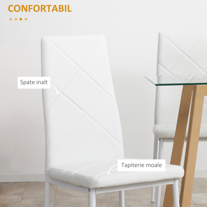  Set 4 Scaune Sufragerie - Piele Artificiala cu Spatar inalt [5]