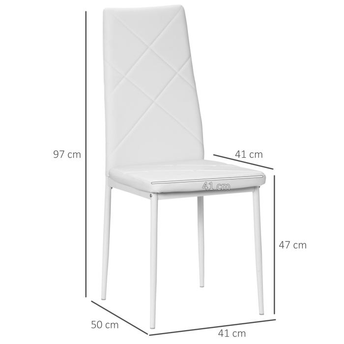  Set 4 Scaune Sufragerie - Piele Artificiala cu Spatar inalt [3]