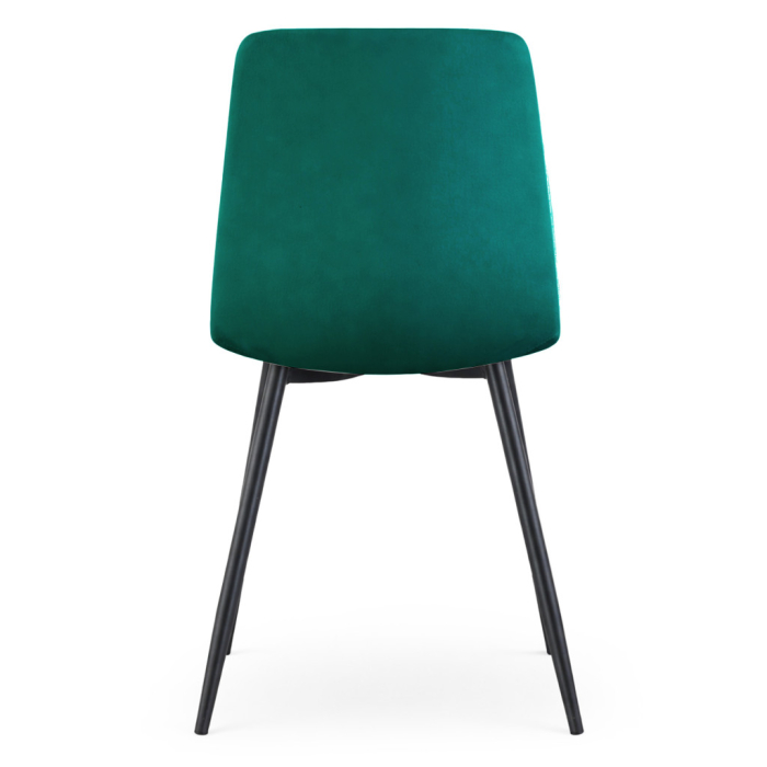 Set 4 scaune tapitate din catifea Milo, sezut matlasat, picioare metalice, 46x44x87 cm, maxim 130 kg, verde [4]