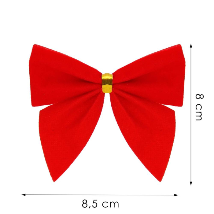 Set 6 ornamente pentru bradul de Craciun, fundita, 8cm, rosu [11]