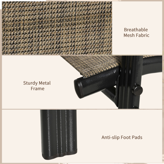  Set 6 Piese Scaune de Gradina cu Cotiere, Scaune de Exterior Stivuibile din Metal si Tesatura Respirabila, Maro [6]