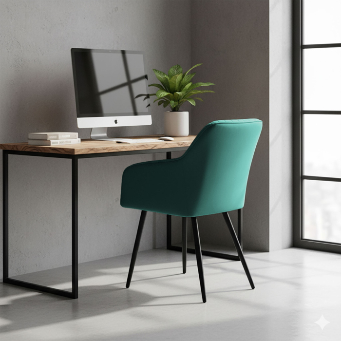 Set 6 scaune tapitate, Florence, velur matlasat, 55x58x82 cm, verde smarald [5]