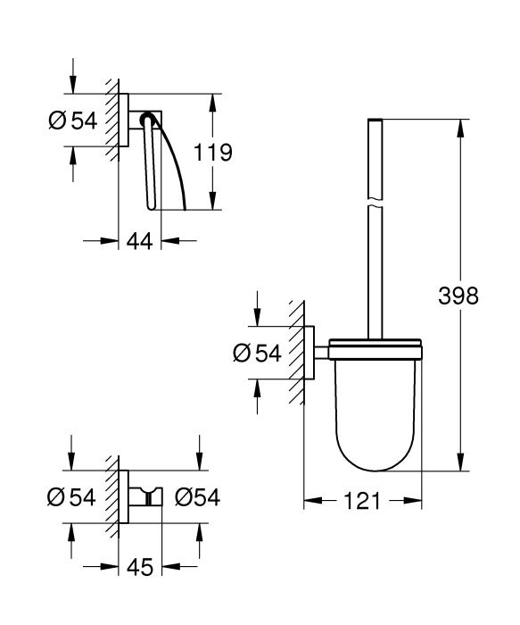 Set accesorii baie Grohe 40407DC1, Essentials City, 3 piese, fixare ascunsa, otel satinat [2]