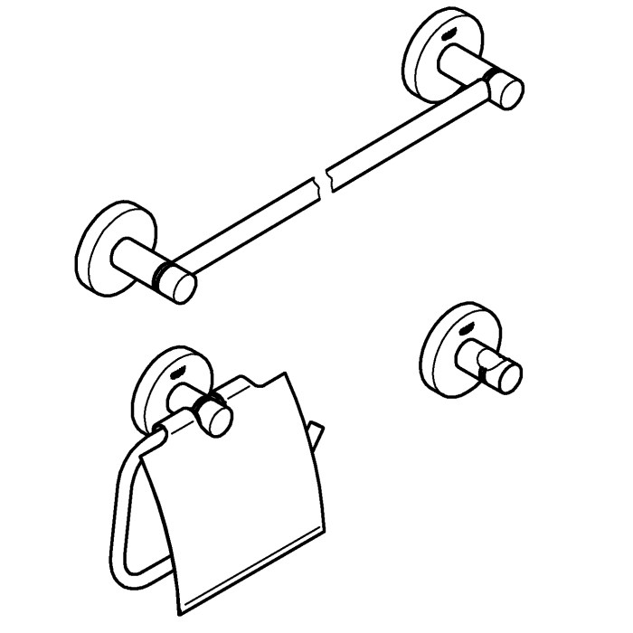 Set accesorii baie Grohe 40775EN1, Essentials Guest, 3 piese, fixare ascunsa, mat, nickel [3]