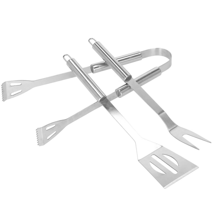 Set accesorii gratar inox 20 piese cu furculita spatula cleste perie, rezistente la caldura, husa transport inclusa [23]