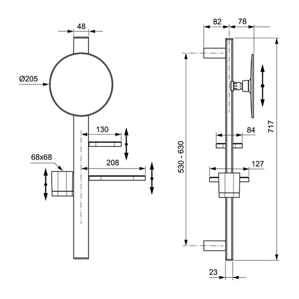 Set accesorii pentru lavoar Ideal Standard Alu+ rose mat din aluminiu 70 cm cu oglinda mobila [2]
