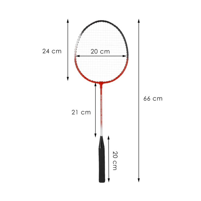 Set badminton 9 piese, 2 rachete metalice, 6 fluturasi si husa, 66 cm, multicolor [12]