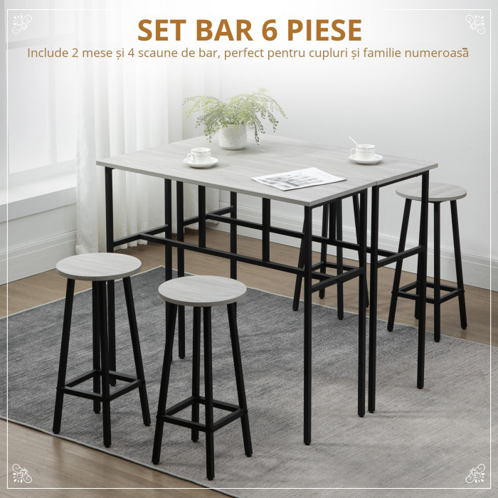  Set Bar 6 Piese - 4 Scaune & 2 Mese, Design Modern [4]