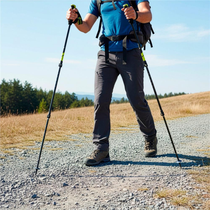 Set bete trekking reglabile 62-135 cm, aluminiu, cu accesorii si husa, negru si verde [6]