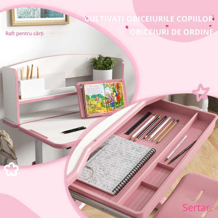  Set Birou Copii Reglabil - Cu Scaun, Sertar si Raft [7]