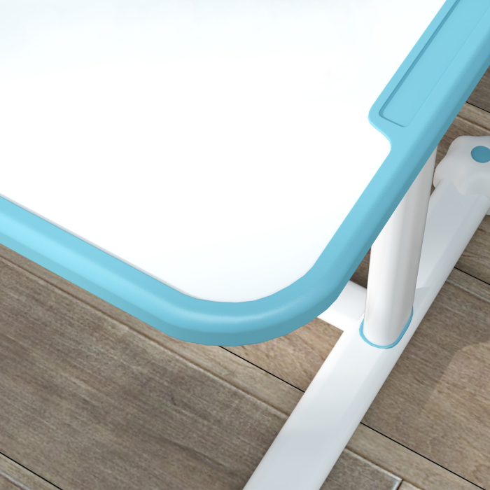  Set Birou si Scaun pentru Copii 3-12 Ani, Reglabil pe inaltime cu Blat inclinabil 0-45° 80×55×107,5 cm, Albastru [9]