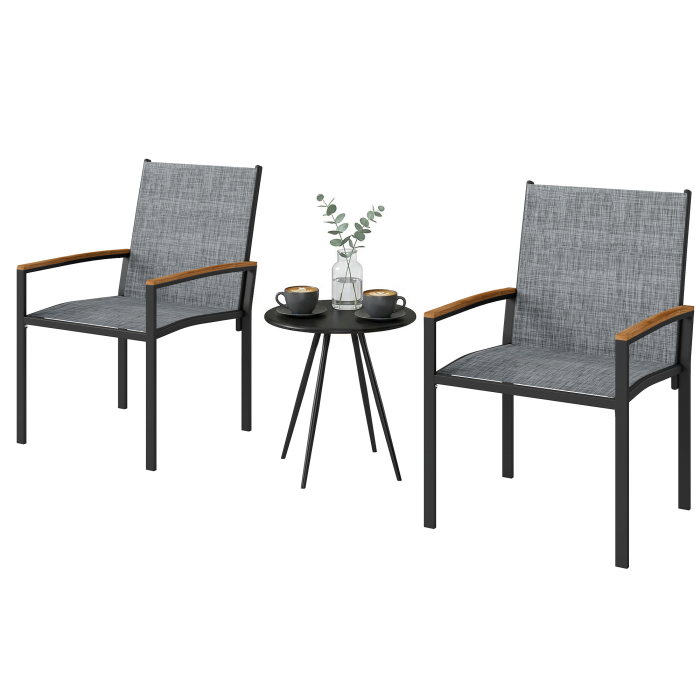  Set bistrou 3 piese: Scaune din plasa si masa, Gri mixt. [6]