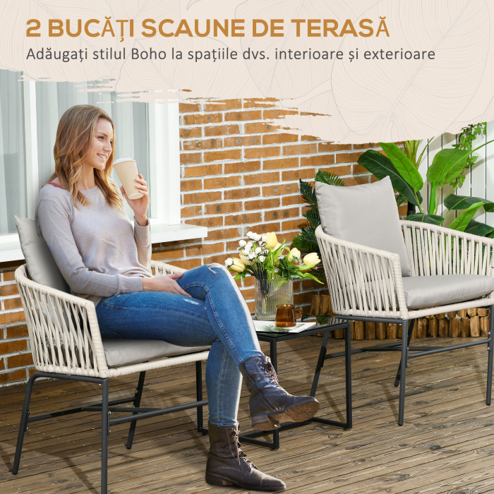  Set boem de 2 scaune pentru terasa din franghie impletit [4]