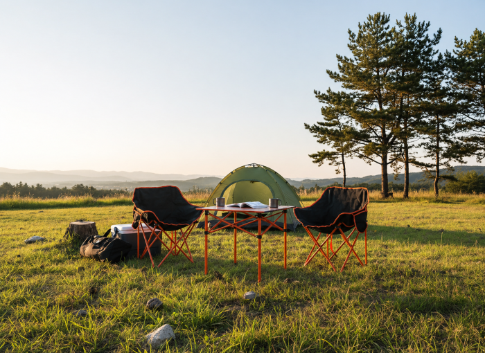 Set camping pliabil masa si 2 scaune, cadru otel, material Oxford 600D, 55x47x66 cm, negru [7]