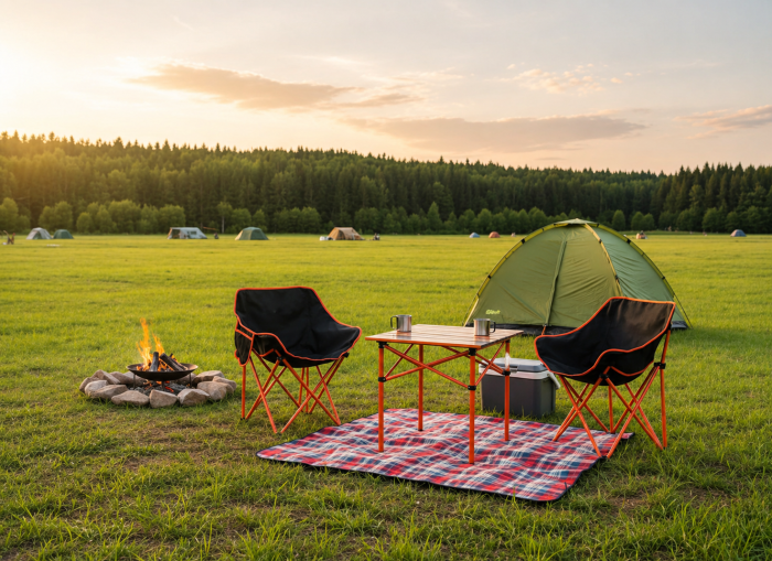 Set camping pliabil masa si 2 scaune, cadru otel, material Oxford 600D, 55x47x66 cm, negru [8]